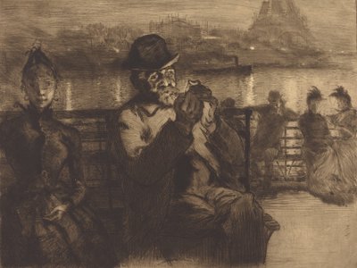 On the Seine, at Night by Auguste Lepere