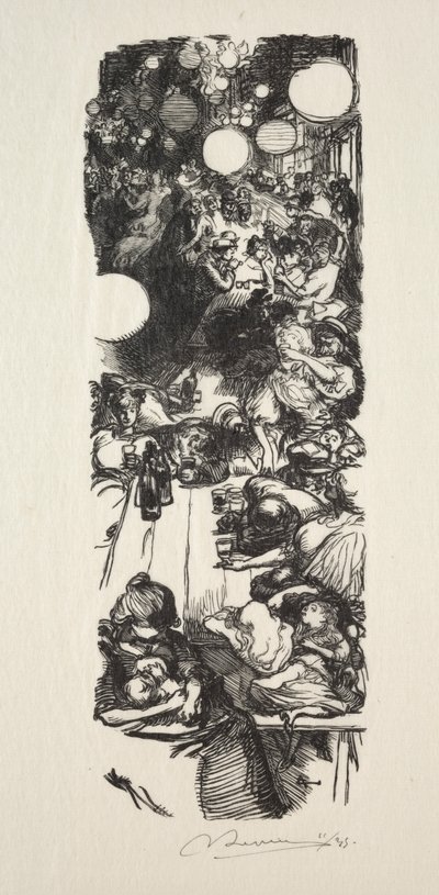 14 July, Rue de Belleville, midnight by Auguste Louis Lepère