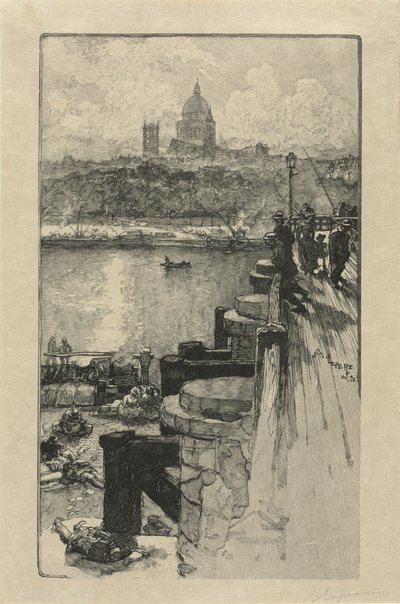 Fishermen on a Pier, Paris by Auguste Louis Lepère