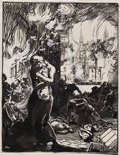 The Fire of Louvain by Auguste Louis Lepère