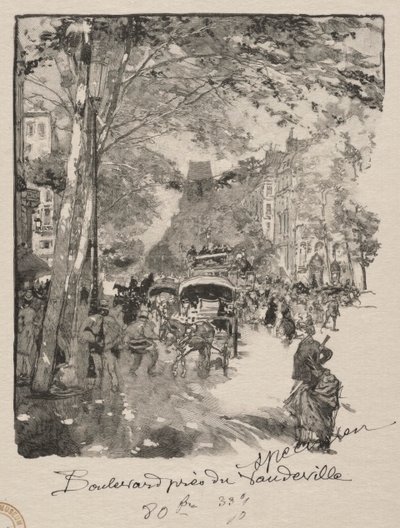 The Boulevard near the Vaudeville by Auguste Louis Lepère