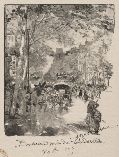 Le Boulevard près du Vaudeville by Auguste Louis Lepère