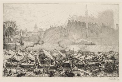 Le Grande Marché aux Pommes, 1917 by Auguste Louis Lepère
