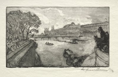 The Louvre, View from the Pont Neuf by Auguste Louis Lepère