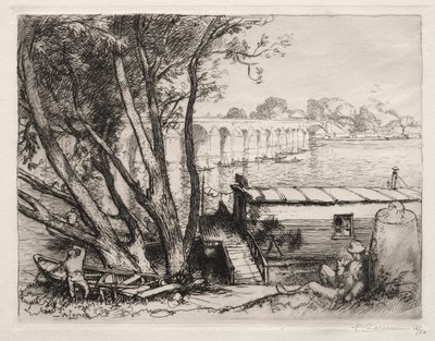 The Bridge of Poissy by Auguste Louis Lepère