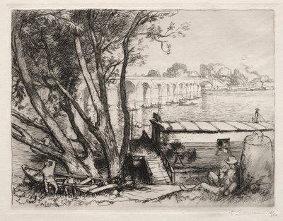 The Bridge of Poissy (1917) by Auguste Louis Lepère