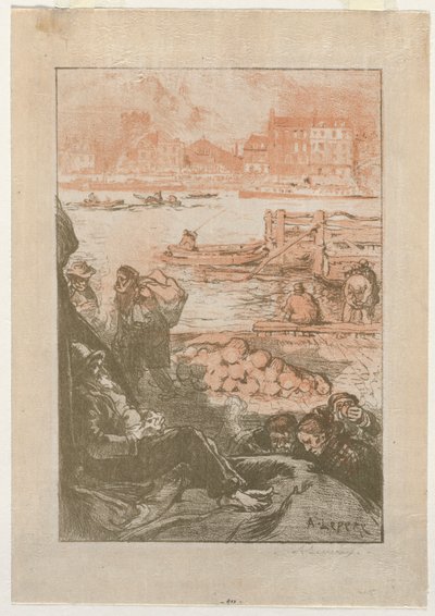 Peasants by a Dock, Paris by Auguste Louis Lepère