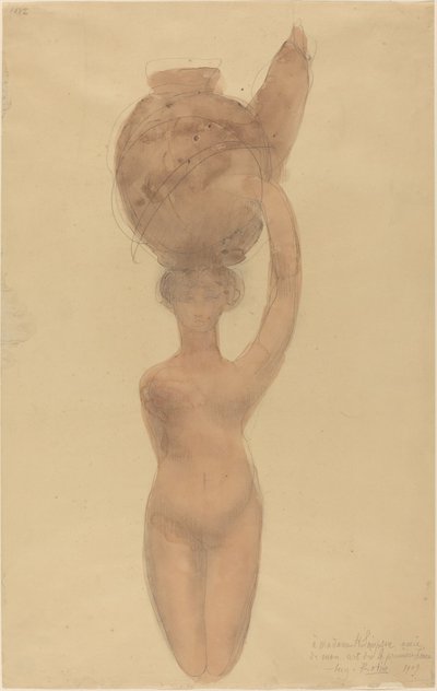 Nude Woman Carrying Vase on Head by Auguste Rodin