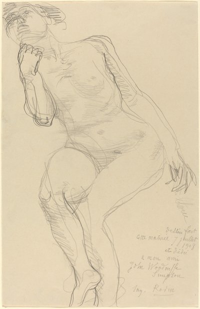 Seated Female Nude Leaning to the Left by Auguste Rodin