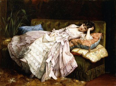 A Reclining Beauty by Auguste Toulmouche