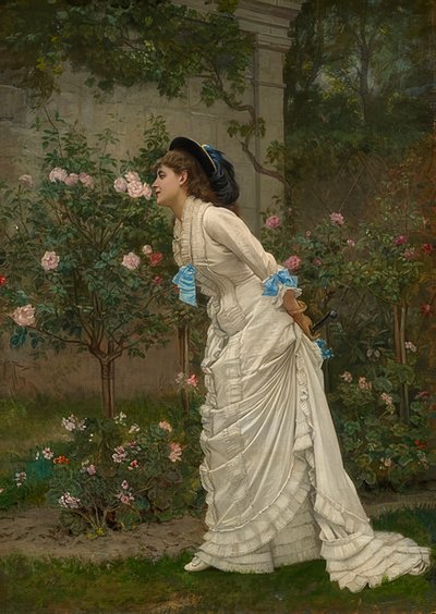 Lady Smelling Roses by Auguste Toulmouche