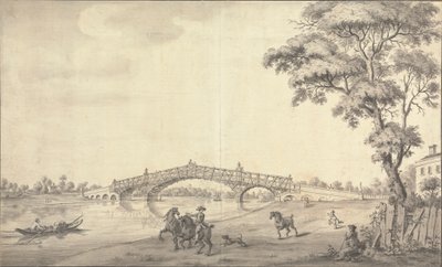 The Bridge, Walton on Thames by Augustin Heckel
