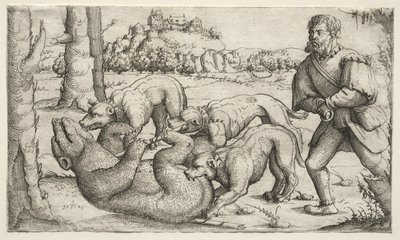 A Bear Hunt by Augustin Hirschvogel