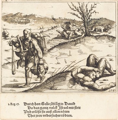 David Beheads Goliath by Augustin Hirschvogel