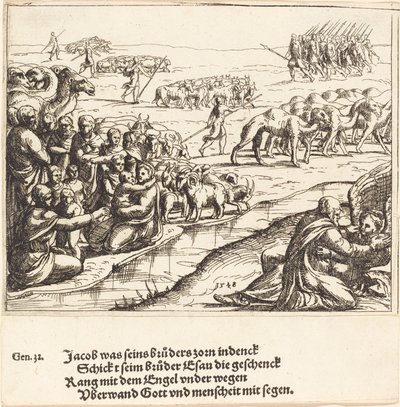 Jacob Wrestling with the Angel by Augustin Hirschvogel
