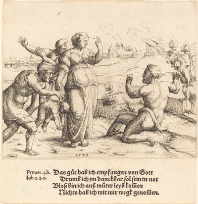 Job Learns of His Misfortunes by Augustin Hirschvogel