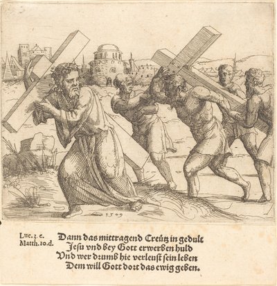 Man Carries the Cross after Christ by Augustin Hirschvogel
