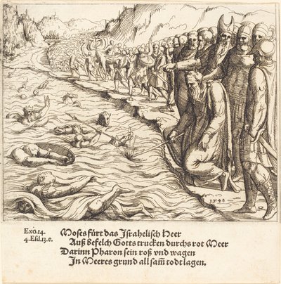Moses Closing the Red Sea by Augustin Hirschvogel