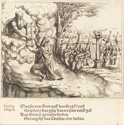 Moses Receiving the Tablets by Augustin Hirschvogel