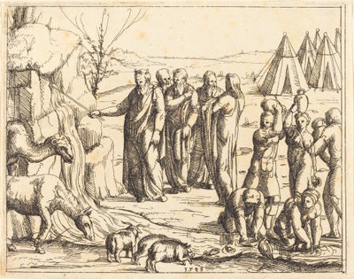 Moses Striking the Rock by Augustin Hirschvogel
