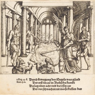 The Angel Agitating the Pool of Bethesda by Augustin Hirschvogel
