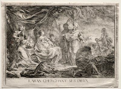 Laban Searching for His Gods by Augustin de Saint Aubin