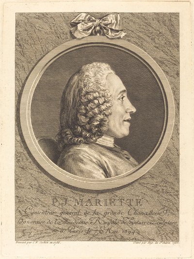 Pierre-Jean Mariette by Augustin de Saint Aubin after Charles Nicolas Cochin II