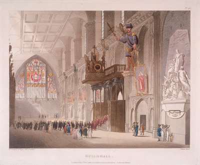 Guildhall, London by Augustus Charles Pugin, Thomas Rowlandson