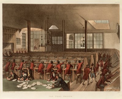 The Post Office, c1808 by Augustus Charles Pugin, Thomas Rowlandson