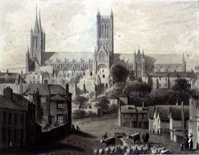 Lincoln Cathedral from the South by Augustus Charles Pugin