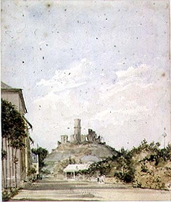 View of a Ruined Castle by Augustus Charles Pugin