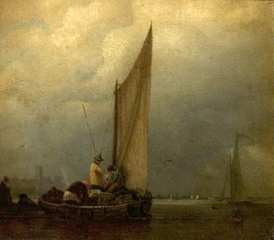 A River Scene with Barges by Augustus Wall Callcott