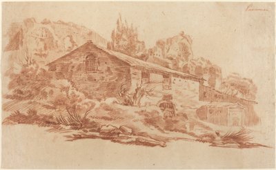 Rustic Building among Roman Ruins by Aureliano Milani