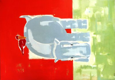 Hippopotamus and Bird by Babo B.