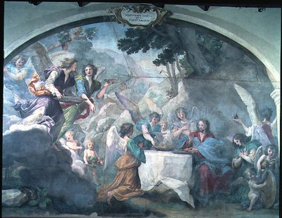 Christ served by Angels by Baldassare  Franceschini
