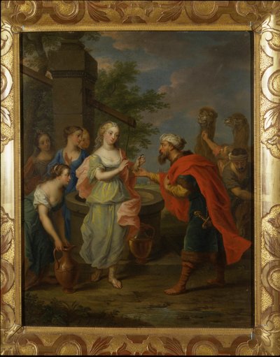 Eliezer and Rebecca at the well by Balthasar Beschey