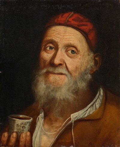 Old Man with Coffee Cup by Balthasar Denner
