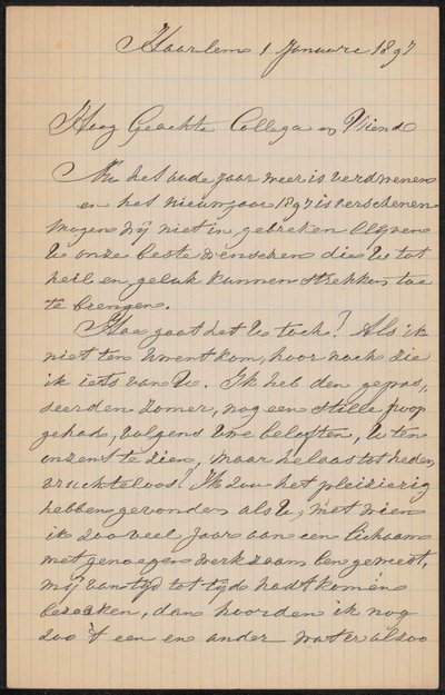 Letter to August Allebé by Barend Wijnveld
