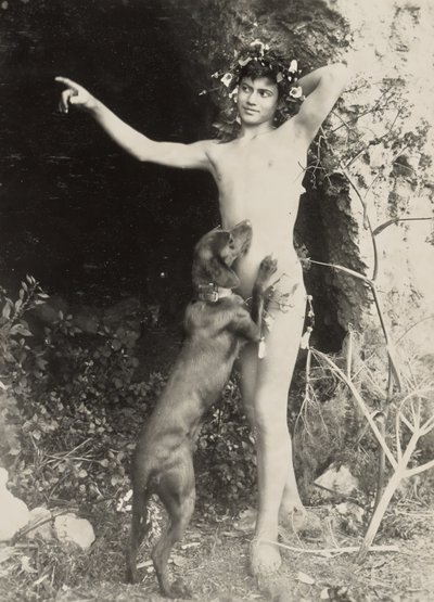 Nude Youth with Dog by Baron Wilhelm von Gloeden