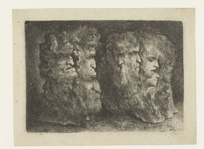 Various Heads of Men, Animals, and Mascarons by Bartholomeus Breenbergh