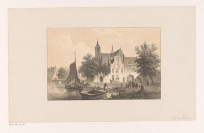 Cityscape with River and Church by Bartholomeus Johannes van Hove