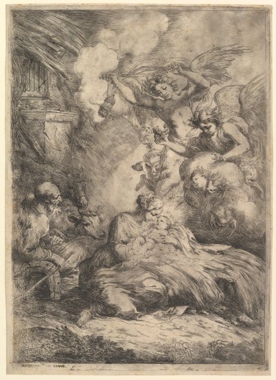 The Nativity with Angels, 1650-57 by Bartolomeo Biscaino