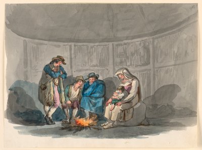 A Family of Shepherds at Night by Bartolomeo Pinelli