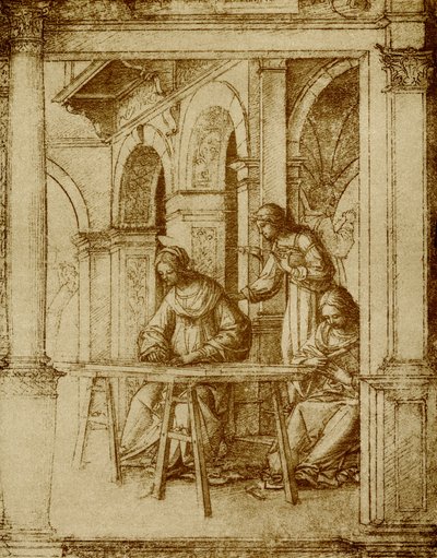The Virgin Mary is Working by Bartolommeo Suardi Bramantino