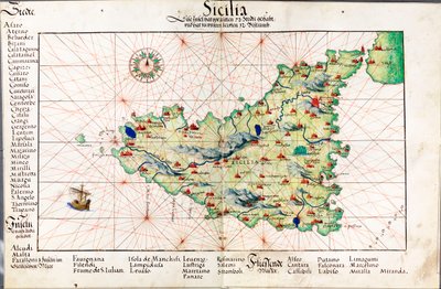 Chart of Sicily by Battista Agnese