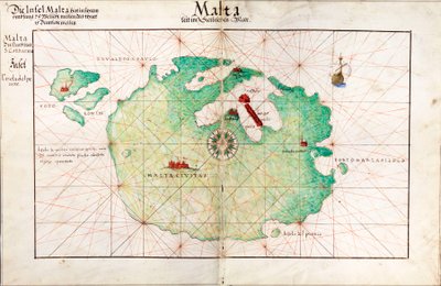 Map of Malta by Battista Agnese