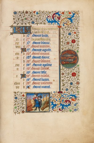 February Calendar Page; Keeping Warm; Pisces by Bedford Master