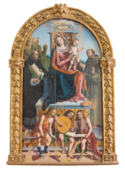 Madonna with child, saints and angels by Benedetto Coda