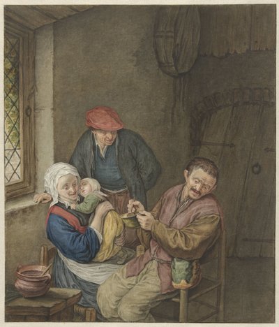 Peasant Family in Interior by Benjamin Wolff