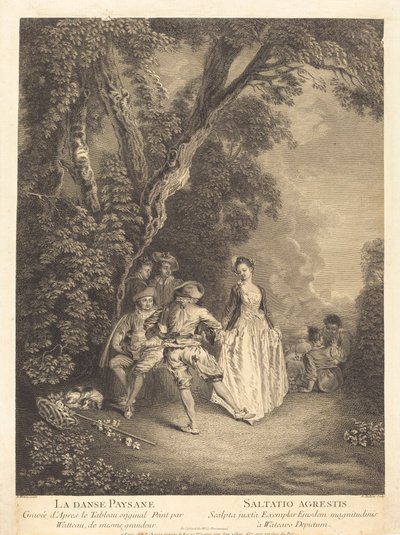 The Peasant Dance by Benoît Audran II after Antoine Watteau